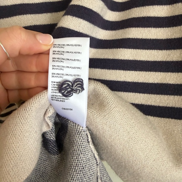 Maeve Women’s Carys Mock Neck Sweater Anthropologie Stripe Nautical Size Medium - Picture 5 of 8